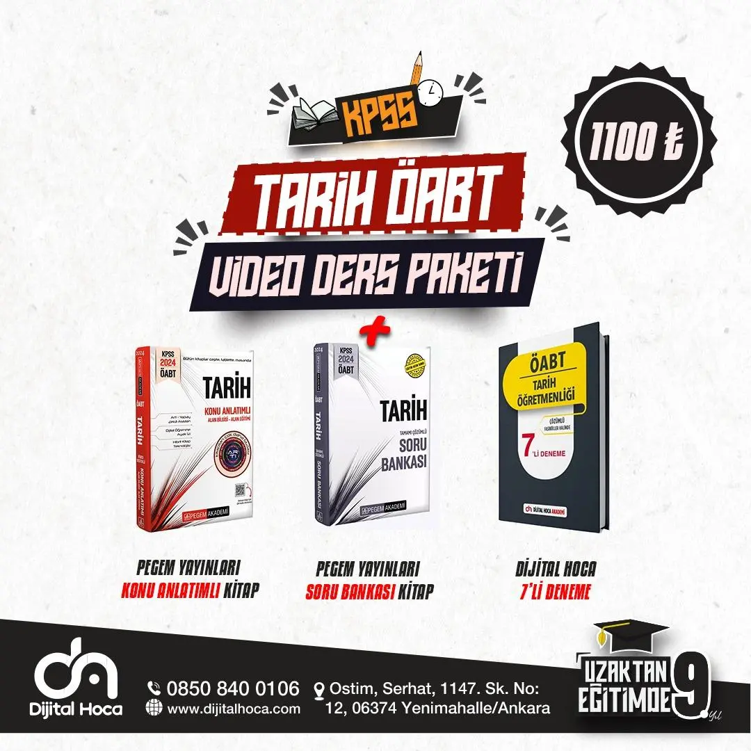 TARİH ÖABT VİDEO DERS + PEGEM YAYIN SETİ