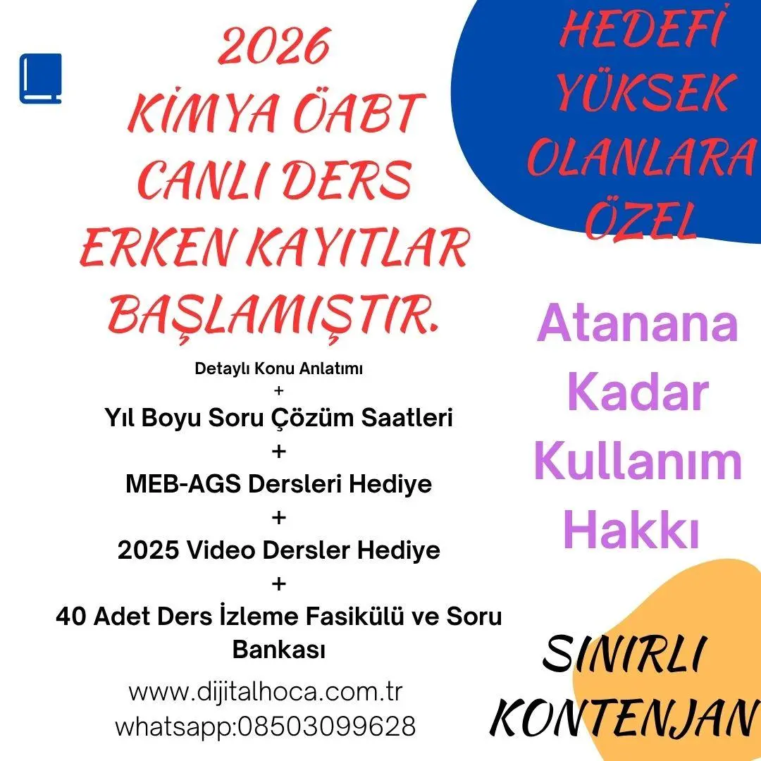 2026 KİMYA ÖABT CANLI DERS + 40 ADET FASİKÜL