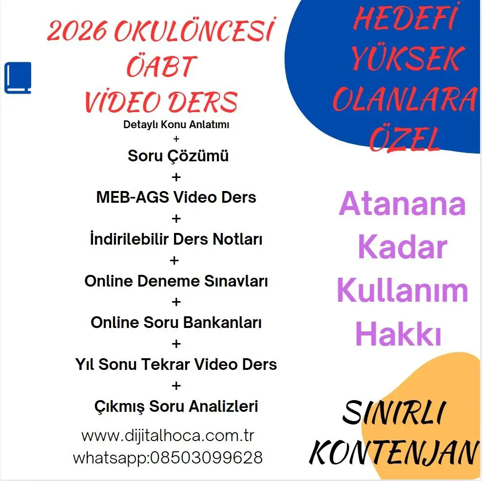 OKUL ÖNCESİ ÖABT + MEB - AGS VİDEO DERS