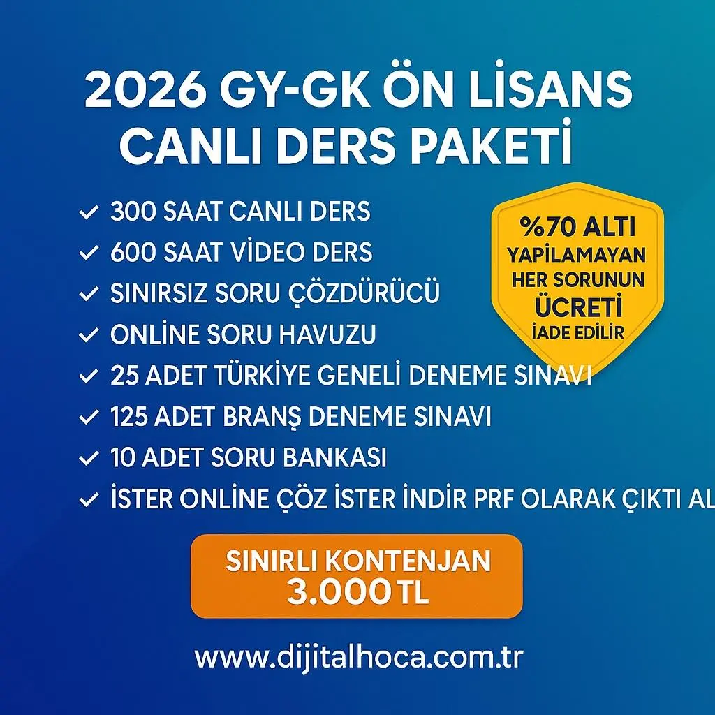 GY-GK  ÖNLİSANS 2026 CANLI DERS KAYNAK GÖNDERİMSİZ