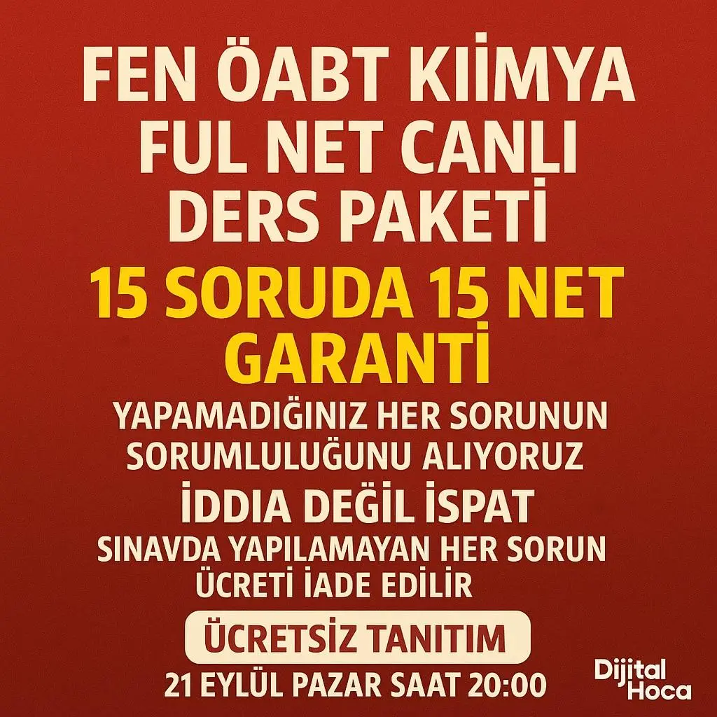 FEN ÖABT KİMYA ÜCRETSİZ TANITIM DERSİ
