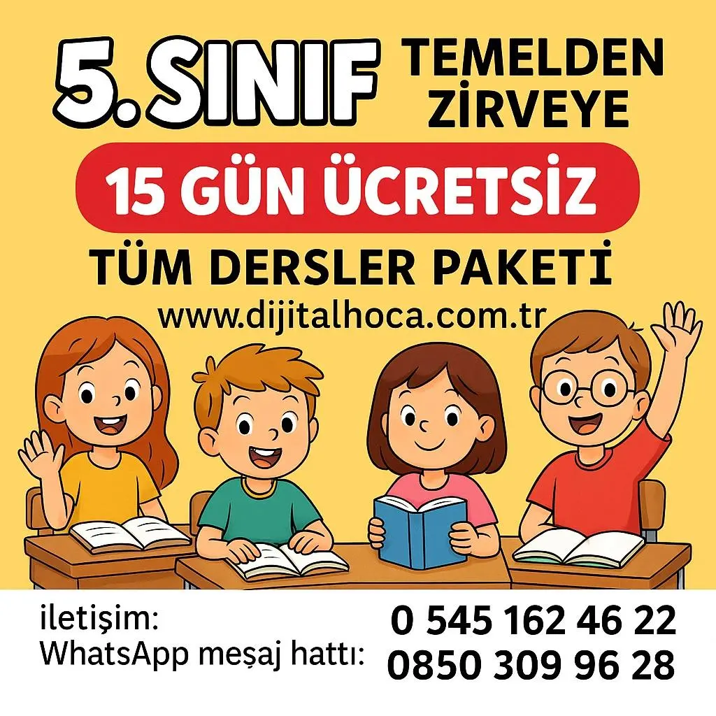 5. SINIF 15 GÜN ÜCRETSİZ TÜM DERSLER PAKETİ