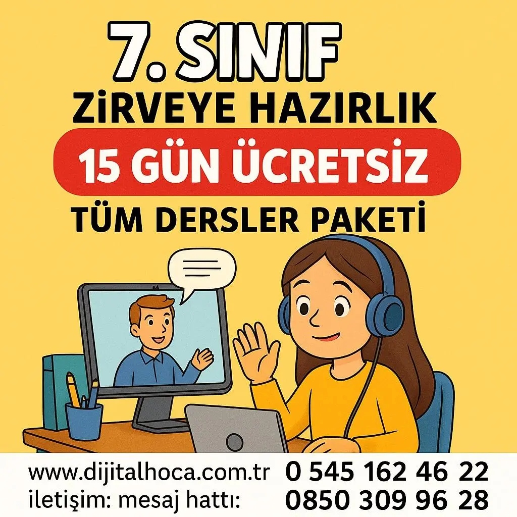 7. SINIF 15 GÜN ÜCRETSİZ TÜM DERSLER PAKETİ