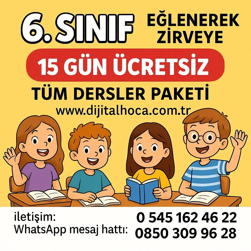 6.SINIF 15 GÜN ÜCRETSİZ TÜM DERSLER PAKETİ
