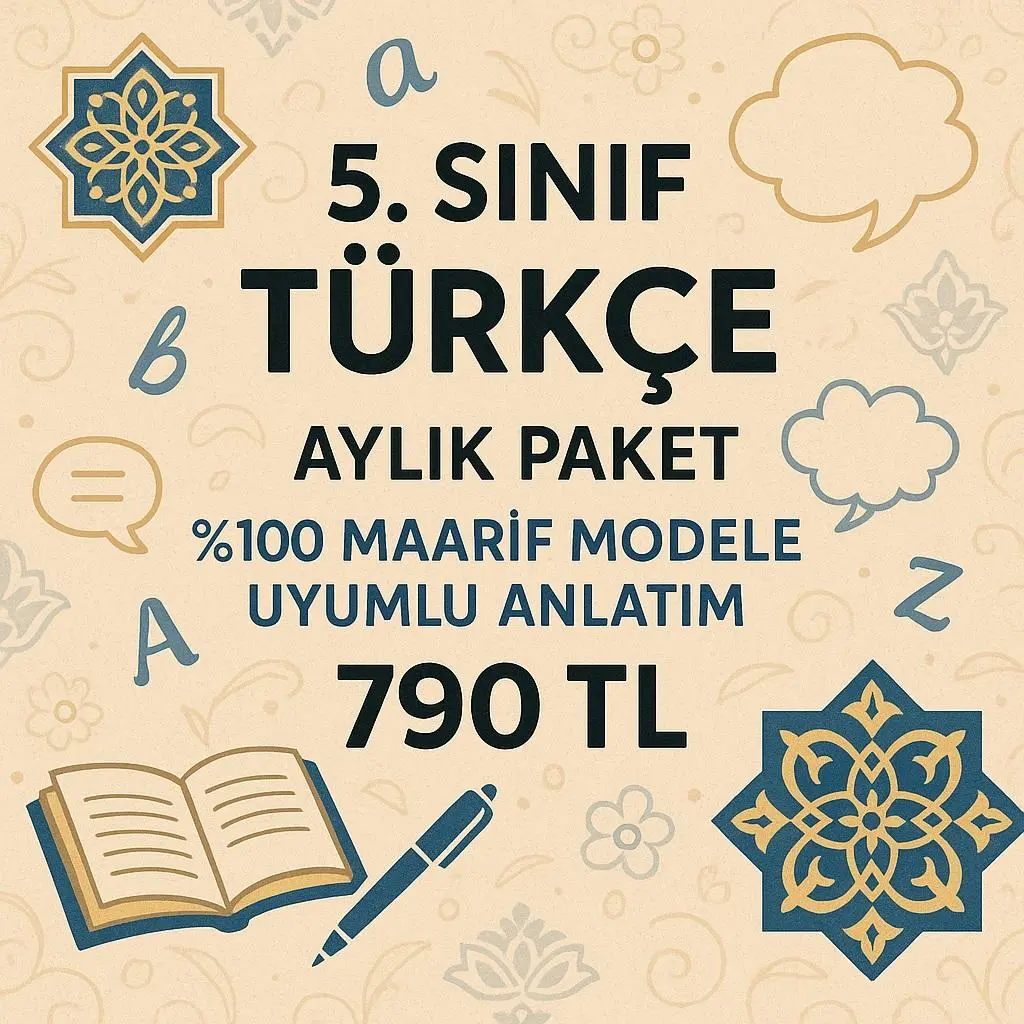 5. SINIF TÜRKÇE TEK DERS AYLIK CANLI DERS PAKETİ