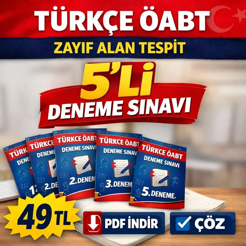 T&Uuml;RK&Ccedil;E &Ouml;ABT ZAYIF ALAN TESPİT 5 Lİ DENEM SINAVI 