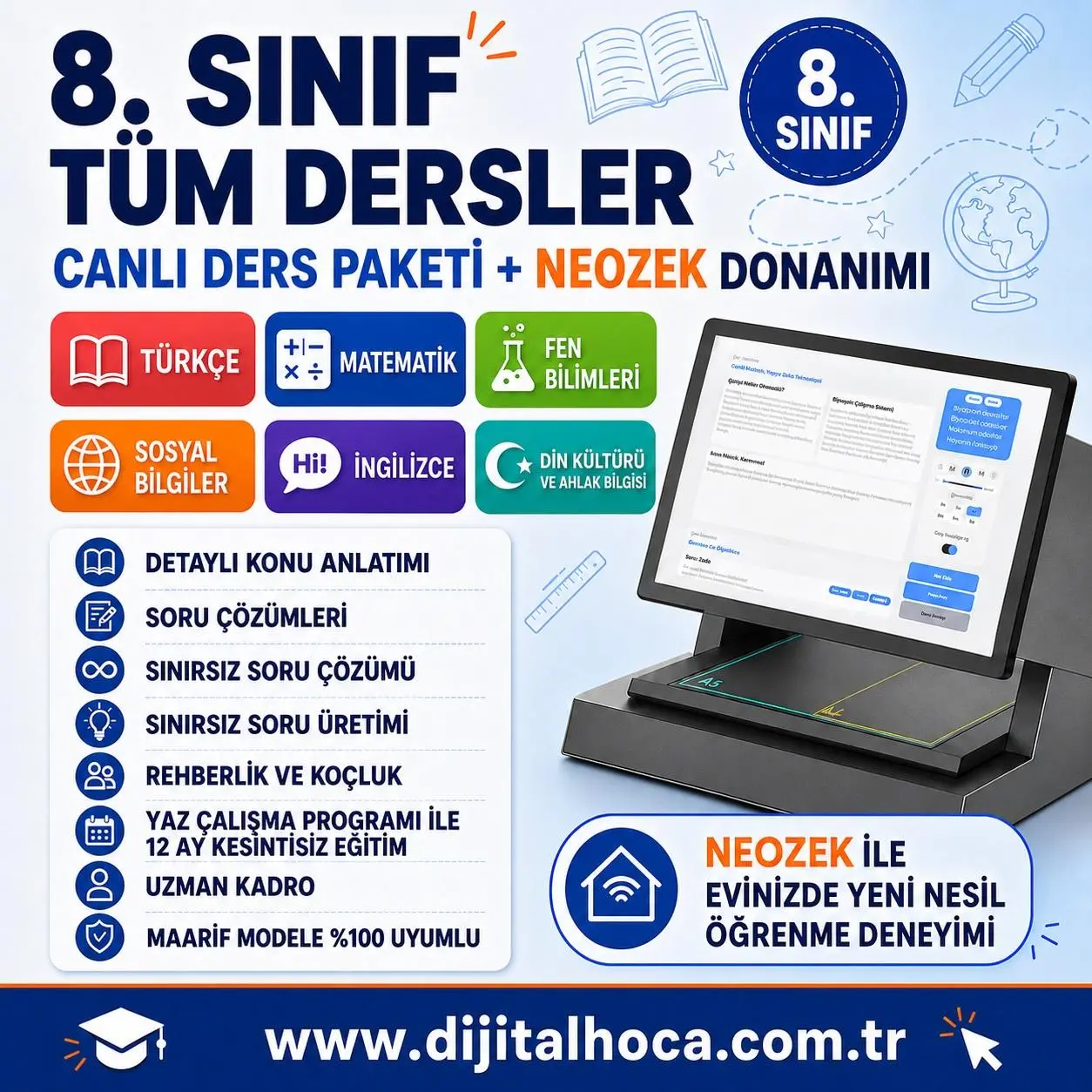LGS T&Uuml;M DERSLER CANLI DERS + NEOZEK DONANIMI