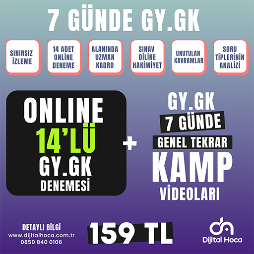 7 Günde GY-GK Tekrar Video Ders Paketi+14'lü Online ÖABT Denemesi 